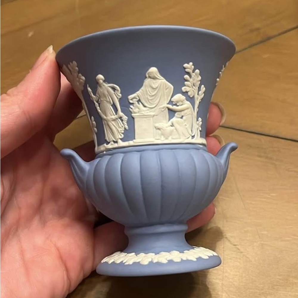 Wedgwood Blue and Cream Relief Vase